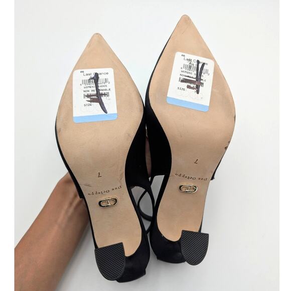 Dee Ocleppo Austin Pointed Toe Heels Pump Women's Black Satin Size US7 EU38 - Picture 8 of 11